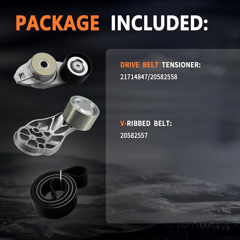 Fan Belt Tensioner & Pulley Set Fit for Volvo D13 Engine, Replace 21714847 20582558 & Belt 20582557 in Saudi Arabia
