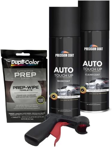 Compatible With 2018 Toyota Magnetic Gray (1G3) Factory Matched High Gloss Basecoat Clearcoat Aerosol - Touch Up Paint Kit Includes Trigger & Prep Wipe in Kuwait
