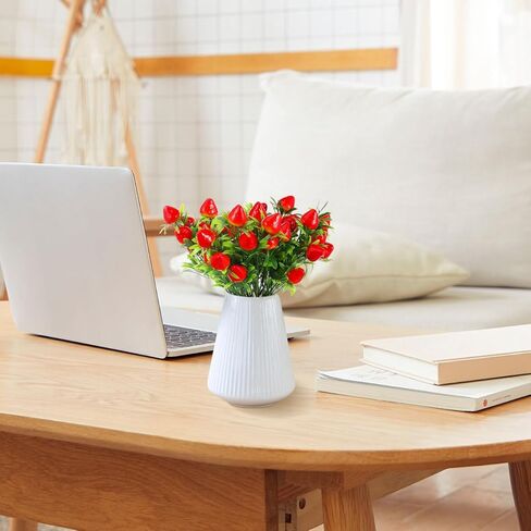 PRETYZOOM 6 قطع محاكاة باقة الفراولة باقة فروع الزهور ديكورات المنزل البلاستيك الفاكهة فو الفراولة يختار زخرفة الفراولة الاصطناعية نبات صناعي PVC البرتقالي in Kuwait