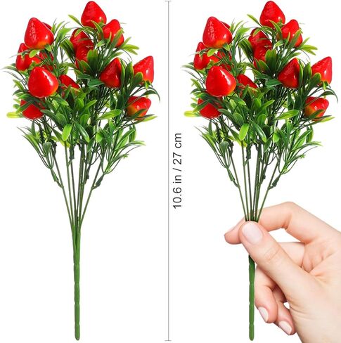 PRETYZOOM 6 قطع محاكاة باقة الفراولة باقة فروع الزهور ديكورات المنزل البلاستيك الفاكهة فو الفراولة يختار زخرفة الفراولة الاصطناعية نبات صناعي PVC البرتقالي in Kuwait