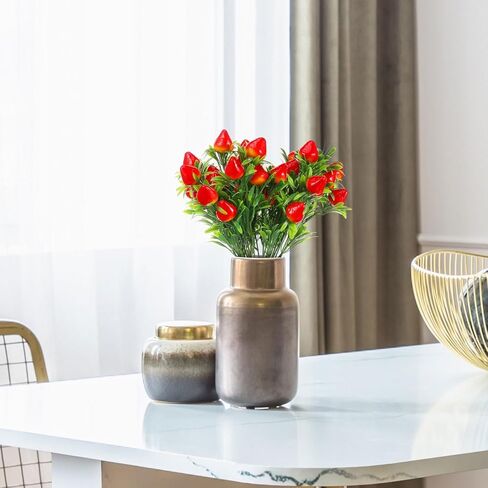 PRETYZOOM 6 قطع محاكاة باقة الفراولة باقة فروع الزهور ديكورات المنزل البلاستيك الفاكهة فو الفراولة يختار زخرفة الفراولة الاصطناعية نبات صناعي PVC البرتقالي in Kuwait