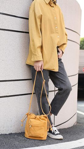 Jeelow Small Canvas Bucket Crossbody Cellphone Bags Drawstring Purses For Men Women in Saudi Arabia