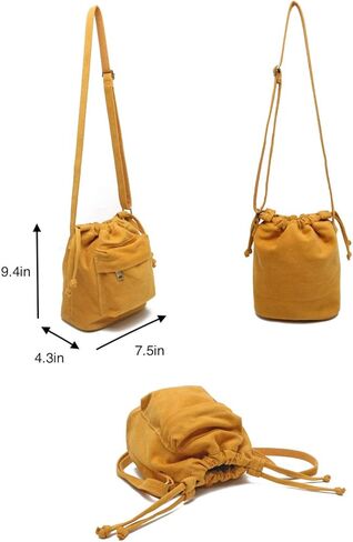 Jeelow Small Canvas Bucket Crossbody Cellphone Bags Drawstring Purses For Men Women in Saudi Arabia