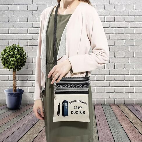 Who TV Show Messenger Bag Small Ethnic Pattern Printed Adjustable Strap Crossbody Zipper Bag David Tennant Is My Doctor Phone Bag Wallet Cute Shoulder Handbag for Women in Kuwait