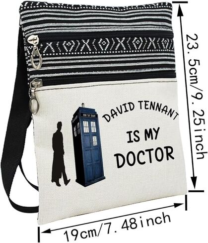 Who TV Show Messenger Bag Small Ethnic Pattern Printed Adjustable Strap Crossbody Zipper Bag David Tennant Is My Doctor Phone Bag Wallet Cute Shoulder Handbag for Women in Kuwait