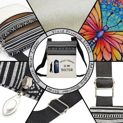 Who TV Show Messenger Bag Small Ethnic Pattern Printed Adjustable Strap Crossbody Zipper Bag David Tennant Is My Doctor Phone Bag Wallet Cute Shoulder Handbag for Women in Kuwait
