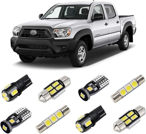 مجموعة إضاءة داخلية LED بيضاء لسيارة Toyota Tacoma 2005-2015 فائقة السطوع 6000K LED حزمة المصابيح الداخلية + أضواء لوحة الترخيص وأداة التثبيت in Saudi Arabia