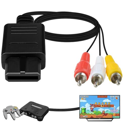 Herfair Video Cable for N64, AV Composite Output Video Cord Compatible with Nintendo 64/Gamecube/Super Nintendo SNES Consoles to Monitor TV (2-Pack, Plug and Play, Audio Included) in Kuwait