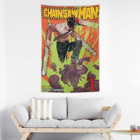 Tapestry Chainsaw Man Denji Tapestries Wall Room Decor Comic Manga Anime40"x60" in Saudi Arabia