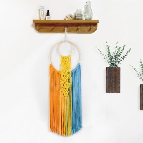 LB Boho Macrame Wall Hanging, Colorful Tapestry Wall Hanging Decor Handmade Yarn Dream Catcher Boho Macrame Decor for Living Room Apartment Office Backdrop,10X30 Inch in Saudi Arabia