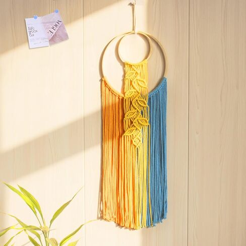 LB Boho Macrame Wall Hanging, Colorful Tapestry Wall Hanging Decor Handmade Yarn Dream Catcher Boho Macrame Decor for Living Room Apartment Office Backdrop,10X30 Inch in Saudi Arabia
