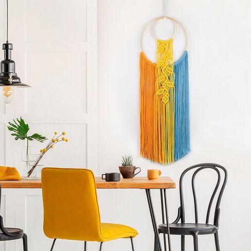 LB Boho Macrame Wall Hanging, Colorful Tapestry Wall Hanging Decor Handmade Yarn Dream Catcher Boho Macrame Decor for Living Room Apartment Office Backdrop,10X30 Inch in Saudi Arabia