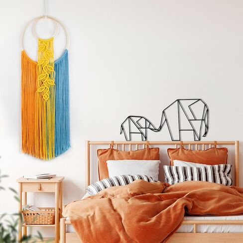 LB Boho Macrame Wall Hanging, Colorful Tapestry Wall Hanging Decor Handmade Yarn Dream Catcher Boho Macrame Decor for Living Room Apartment Office Backdrop,10X30 Inch in Saudi Arabia