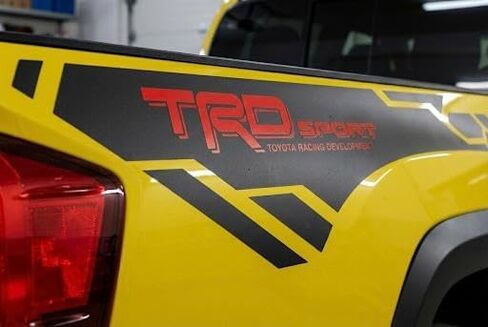Truck Bed Side Vinyl Decals Compatible with Toyota Tacoma, TRDSport Style Graphics Kit, Black with Red Accents, 2-Side Application in Saudi Arabia