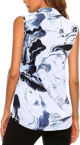 قمصان بولو للسيدات من Koscacy مقاس كبير بدون أكمام لتنس الجولف بسحاب للتمرين الجاف، متعددة الألوان in Kuwait