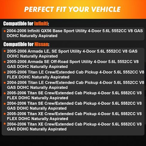 2004-2006 Oxygen Sensors Upstream Downstream Compatible for Nissan Armada 2005-2006, Titan 04-06, for Infiniti QX56 2004-2006 5.6L V8 Replace 234-4835, 234-5060 in Kuwait
