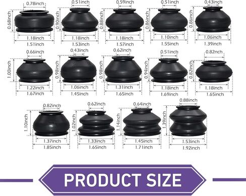 14 قطعة من أحذية قضيب الربط، غطاء غبار مطاطي مقاوم للماء لرأس المفصل، طقم غطاء واقٍ لختم نهاية قضيب المسار، عالمي لملحقات أجزاء توجيه تعليق السيارة (أسود) in Kuwait