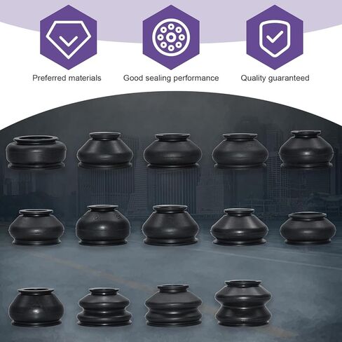 14 قطعة من أحذية قضيب الربط، غطاء غبار مطاطي مقاوم للماء لرأس المفصل، طقم غطاء واقٍ لختم نهاية قضيب المسار، عالمي لملحقات أجزاء توجيه تعليق السيارة (أسود) in Kuwait