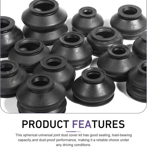14 قطعة من أحذية قضيب الربط، غطاء غبار مطاطي مقاوم للماء لرأس المفصل، طقم غطاء واقٍ لختم نهاية قضيب المسار، عالمي لملحقات أجزاء توجيه تعليق السيارة (أسود) in Kuwait