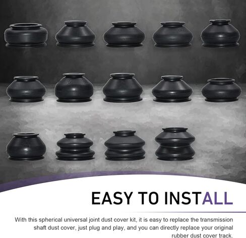 14 قطعة من أحذية قضيب الربط، غطاء غبار مطاطي مقاوم للماء لرأس المفصل، طقم غطاء واقٍ لختم نهاية قضيب المسار، عالمي لملحقات أجزاء توجيه تعليق السيارة (أسود) in Kuwait