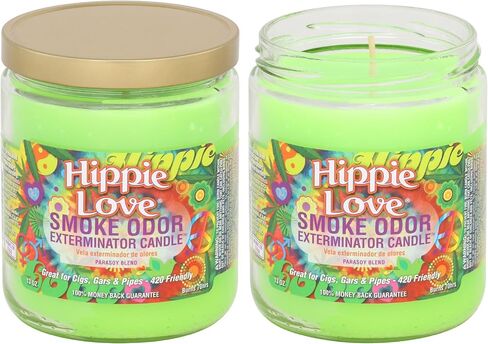 Smoke Odor Exterminator 13 oz Jar Candles Hippie Love, (2) Set of Two Candles. in Kuwait