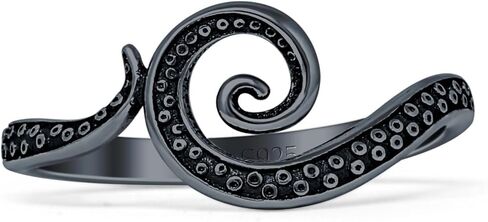 شركة بلو أبل الحد الأدنى 9 مم خاتم الأخطبوط اللامسة المؤكسد نمط عتيق مجوهرات حيوانات البحر خواتم بيان الموضة للنساء 925 الفضة الاسترليني هدية لها in Kuwait