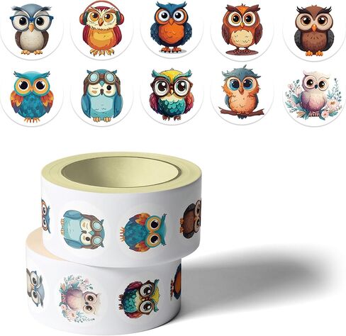 1000 جهاز كمبيوتر شخصى ملصقات البومة للأطفال، 2 لفات 10 أنماط لطيف الكرتون الملونة البومة ملصقات مكافأة تسميات للأطفال الصغار المعلمين حزب تفضل أكياس جودي سكرابوكينغ الحرف جوائز الفصول الدراسية in Kuwait