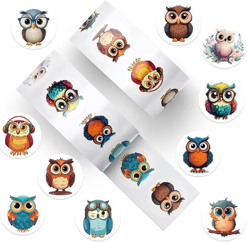 1000 جهاز كمبيوتر شخصى ملصقات البومة للأطفال، 2 لفات 10 أنماط لطيف الكرتون الملونة البومة ملصقات مكافأة تسميات للأطفال الصغار المعلمين حزب تفضل أكياس جودي سكرابوكينغ الحرف جوائز الفصول الدراسية in Kuwait