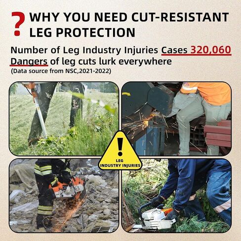 Schwer 21.6 بوصة ANSI A9 أكمام ساق مقاومة للقطع للرجال والنساء، ماكينة تشذيب سلسلة على أعلى مستوى ودفاع للمزارعين مع ملاءمة ثلاثية آمنة، واقي الساق للسلامة الصناعية، التشذيب، S926 in Kuwait