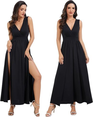 Women's Summer Western Sexy Double High Slit Deep V Neck Plus Size Sundresses Thigh Split Maxi Club Party Dresses Halloween in Kuwait
