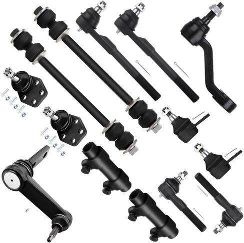 14pc Set 2WD RWD Front Suspension Kit Inner Outer Tie Rod End Adjusting Sleeve Sway Bar Link Lower Upper Ball Joint Pitman Arm Idler Arm Replacement for 2000-2001 For Dodge Ram 1500 in Saudi Arabia