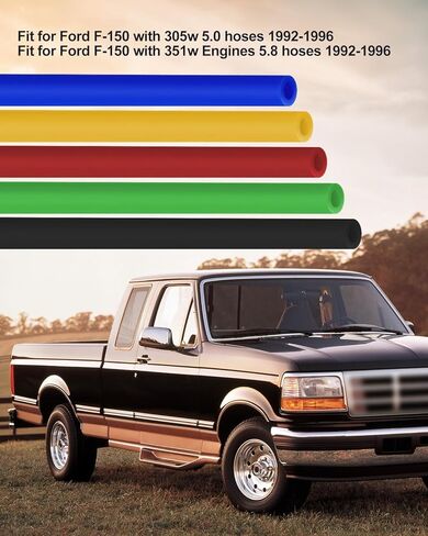 8mm Vacuum Line Kit Fit for Ford F-150 Only 305w 351w Engines 5.0 5.8 Hoses 1992-1996 5-PCS in Saudi Arabia