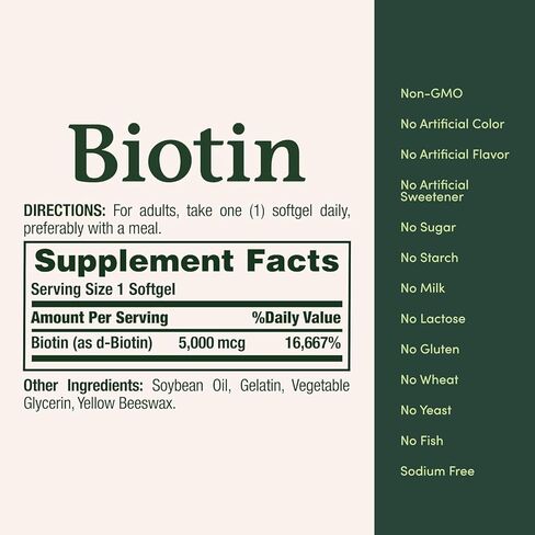 Nature’s Bounty Biotin 5000 mcg, 72 Rapid Release Softgels in Kuwait