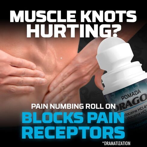 دراجون بومادا، أقصى قدر من القوة - تخدير الألم وتخفيف الألم طويل الأمد بدون فوضى مع ليدوكائين رول، 2.5 أونصة، شفاف، GEN60434 in Kuwait