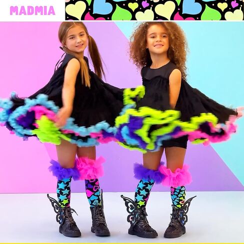 جوارب Magic Frills، جوارب لطيفة للغاية تصل إلى الركبة مع زخارف سحرية زغبية ملونة للغاية! in Kuwait