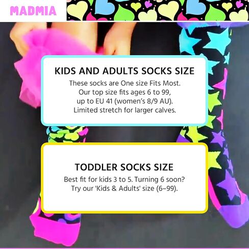 جوارب Magic Frills، جوارب لطيفة للغاية تصل إلى الركبة مع زخارف سحرية زغبية ملونة للغاية! in Kuwait