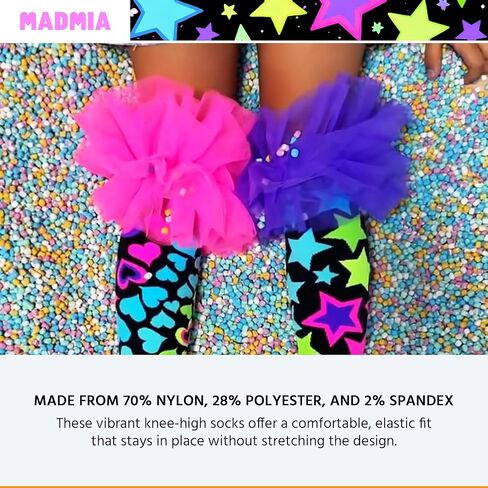 جوارب Magic Frills، جوارب لطيفة للغاية تصل إلى الركبة مع زخارف سحرية زغبية ملونة للغاية! in Kuwait