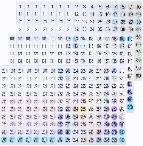 21 Sheets 1 to 300 Mini Number Stickers Small Round Labels Consecutive Number Self Adhesive Stickers for Marking Numbering Tool in Saudi Arabia