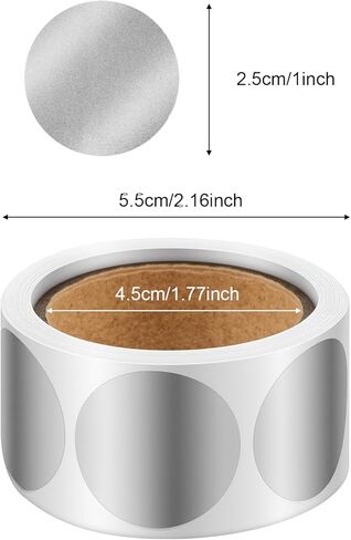300Pcs Silver Round Scratch Off Stickers Roll, Silver Scratch Off Circles, Self Adhesive Labels for Cards, Games, Party Favors with Self Adhesive Backing in Kuwait