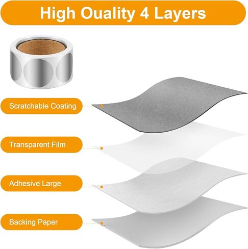 300Pcs Silver Round Scratch Off Stickers Roll, Silver Scratch Off Circles, Self Adhesive Labels for Cards, Games, Party Favors with Self Adhesive Backing in Kuwait