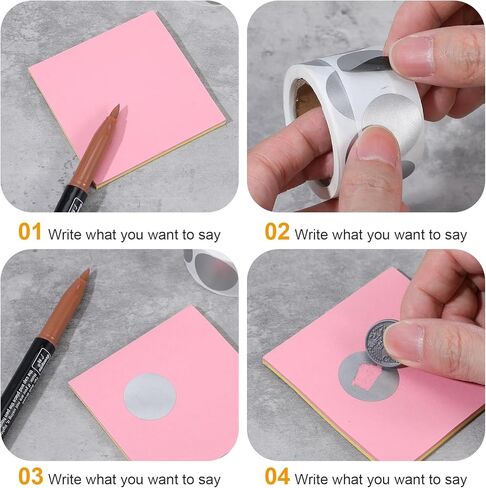 300Pcs Silver Round Scratch Off Stickers Roll, Silver Scratch Off Circles, Self Adhesive Labels for Cards, Games, Party Favors with Self Adhesive Backing in Kuwait