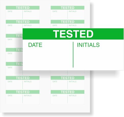 SmartSign Tested Calibration Labels - Pack of 140, Write-on Vinyl Labels, 0.625 x 1.5 inch, Screen Printed, Green and White, Made in USA in Kuwait