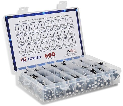 Loreso Ceramic Capacitor pack 600 PCD TOFERMENT KIT BOX - 600 PCS 24 VALUE ELECTRONICS KIT CHESS CHESS CHESS تتضمن 10pf إلى 10uf 50V Ceramic Capacitors for Electronics Projects in Kuwait