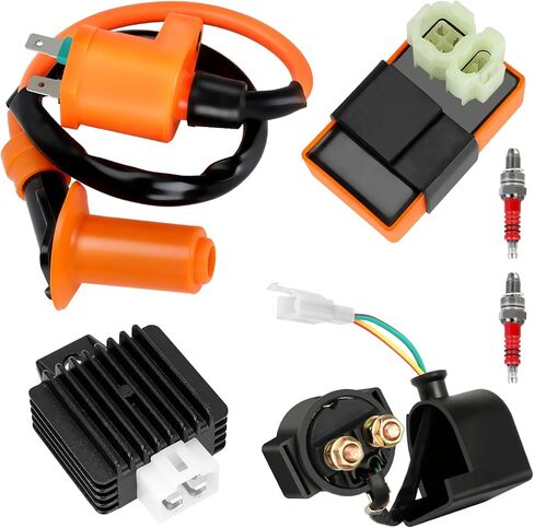 GREHUA GY6 ملف الإشعال CDI Box Starter Solenoid Relay متوافق مع 150cc 50cc 125cc Tao tao Scooter Moped ATM50 Pony VIP Roketa Go Kart Pit Dirt Bike Parts مع منظم الجهد الكهربائي البرتقالي in Saudi Arabia