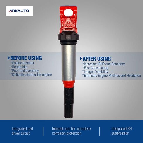 8PCS ARKAUTO HIGH ENERGY RED TOP DELPHI TYPE IGNITION COIL UF667 12138616153 FOR BMW 5 6 7 8 SERIES X5 X6 X7 & M POWER N62 N63 S63 E&F&G SERIES CHASSIS 4.0 4.0T 4.4T 4.8 V8 in Saudi Arabia