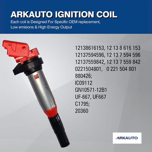8PCS ARKAUTO HIGH ENERGY RED TOP DELPHI TYPE IGNITION COIL UF667 12138616153 FOR BMW 5 6 7 8 SERIES X5 X6 X7 & M POWER N62 N63 S63 E&F&G SERIES CHASSIS 4.0 4.0T 4.4T 4.8 V8 in Saudi Arabia