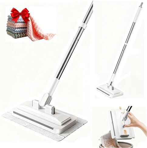 KZKR Floor Squeegee Broom Scrubber with Long Handle, Rubber Squeegee Broom Scraper with 180° Rotating Silicone Blade Cleaning for Concrete Floor Tile Window Shower Glass Garage Pet Hair Removal in Saudi Arabia