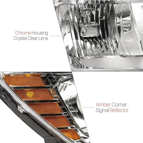 For 2009 2010 2011 2012 2013 2014 2015 2016 2017 2018 2019 2020 Journey Headlight Assembly Compatible with 2009-2018 Dodge Journey Clear Lens Chrome Housing Amber Reflector Headlamp Replacement in Kuwait