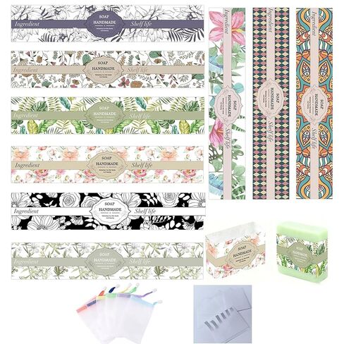 wootile 90pcs Handmade Soap Wrapper 9 Style Vintage Flower Soap Wrapper Tape Handmade Crafts Band Label with Sticker for Sleeves Covers Christmas Homemade Soaps Gift Wrapping in Saudi Arabia