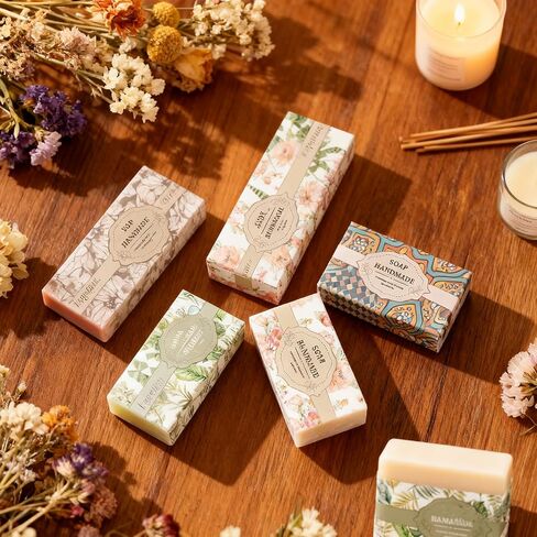 wootile 90pcs Handmade Soap Wrapper 9 Style Vintage Flower Soap Wrapper Tape Handmade Crafts Band Label with Sticker for Sleeves Covers Christmas Homemade Soaps Gift Wrapping in Saudi Arabia